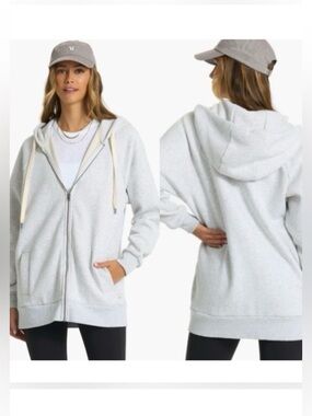 Vuori Restore Full Zip Hoodie in Heather Gray